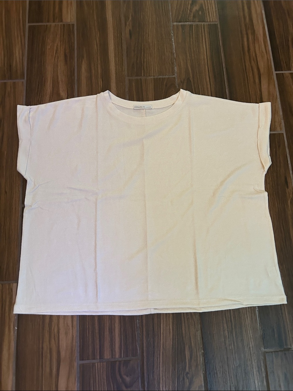 Zenana Outfitters Cream Short-Sleeve Boxy Tee